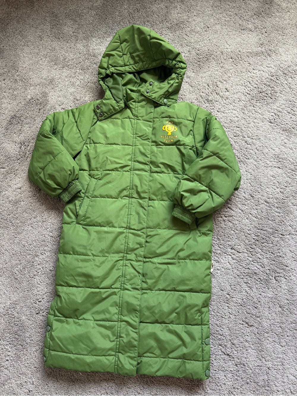 Swedish Brand Oii Green Kids Long Puffer Coat 6-7 years